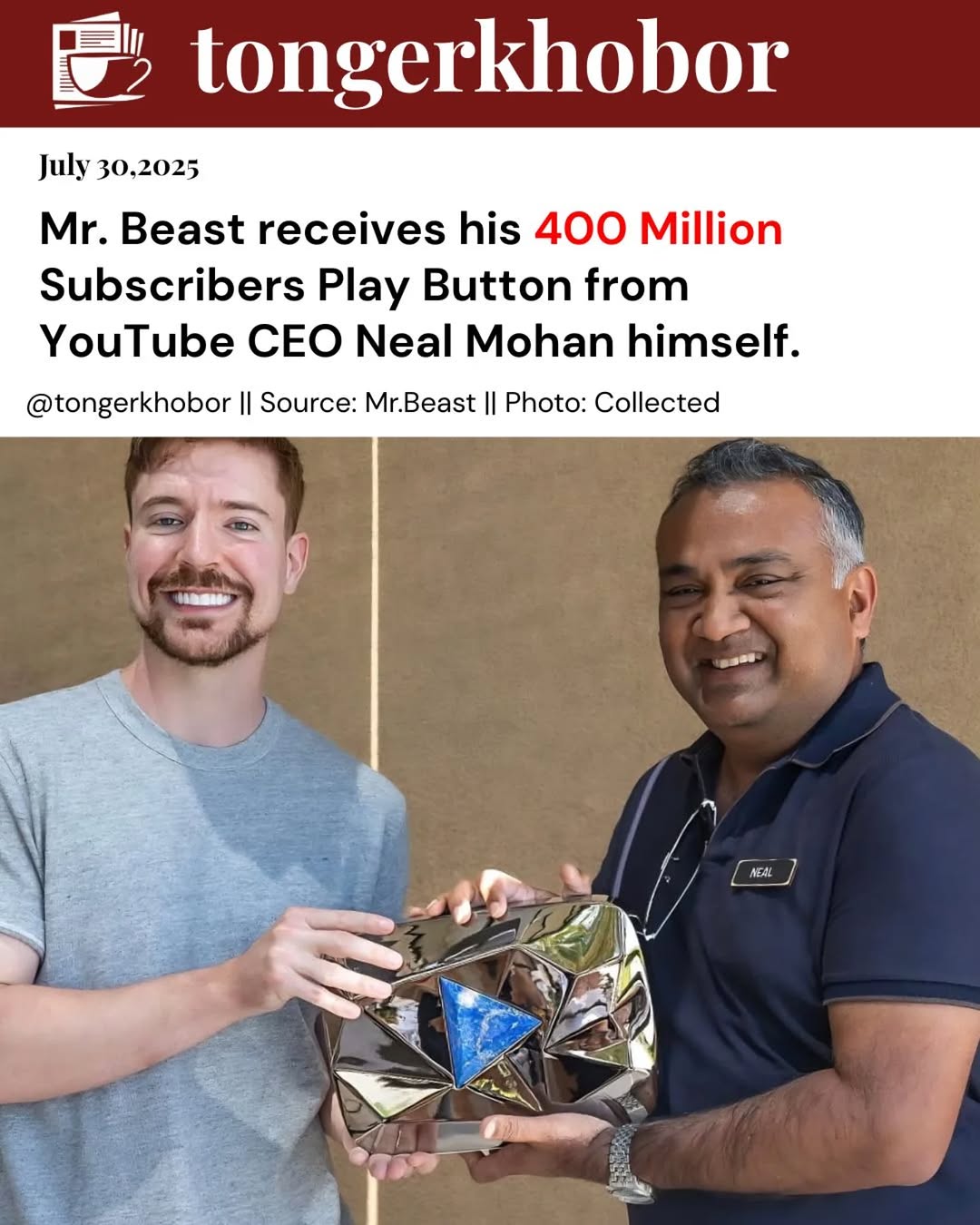 MrBeast Makes History with 400 Million Subscribers on YouTube