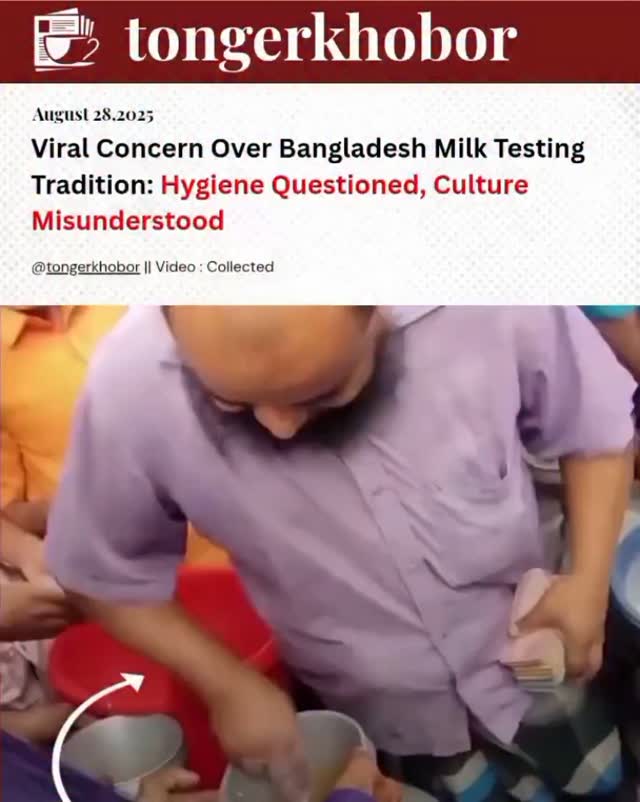A video from Bangladesh showing a man checking milk quality by dipping his hand into it and sniffing has gone viral, sparking global concern over hygi...