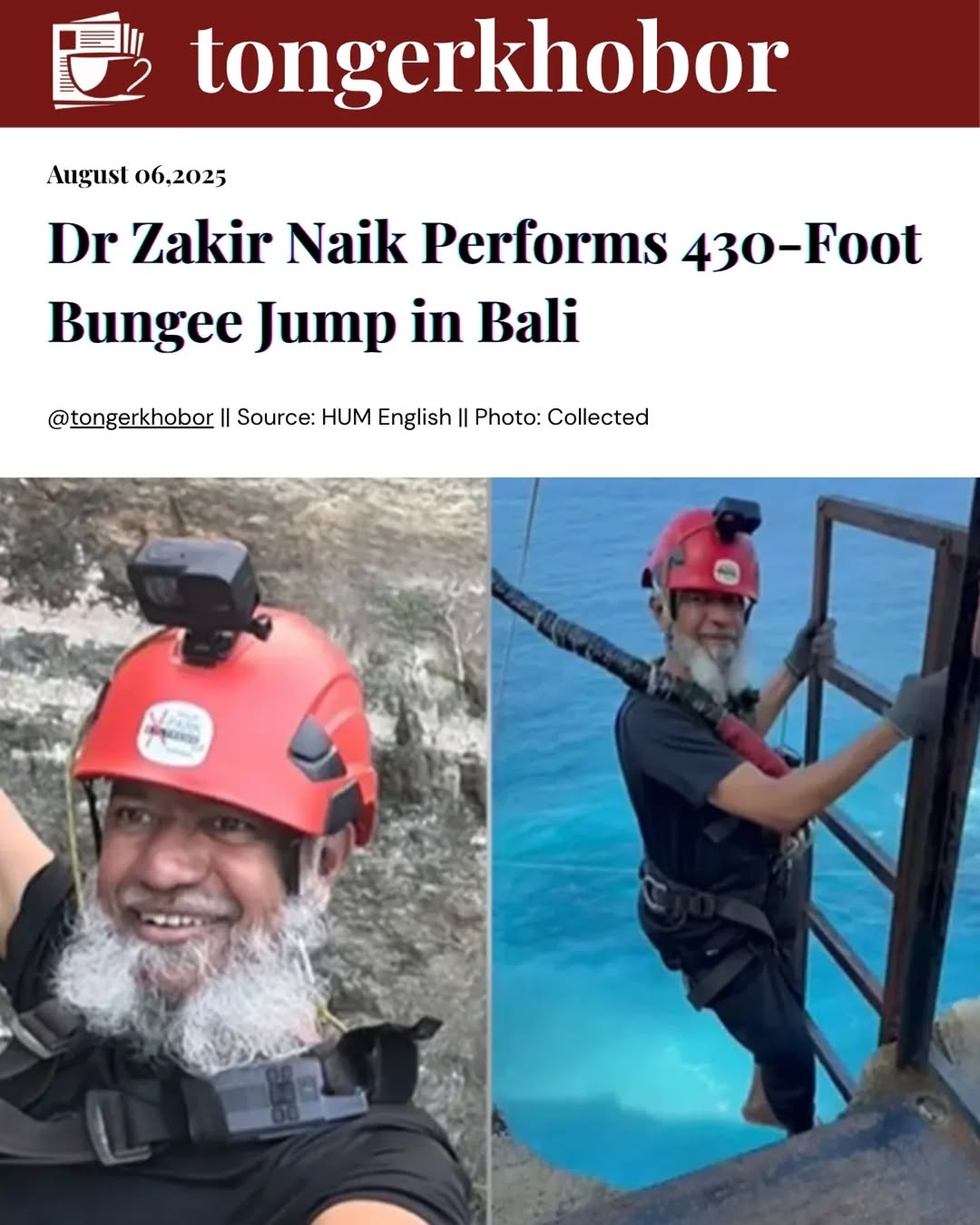 Dr Zakir Naik Performs 430-Foot Bungee Jump in Bali