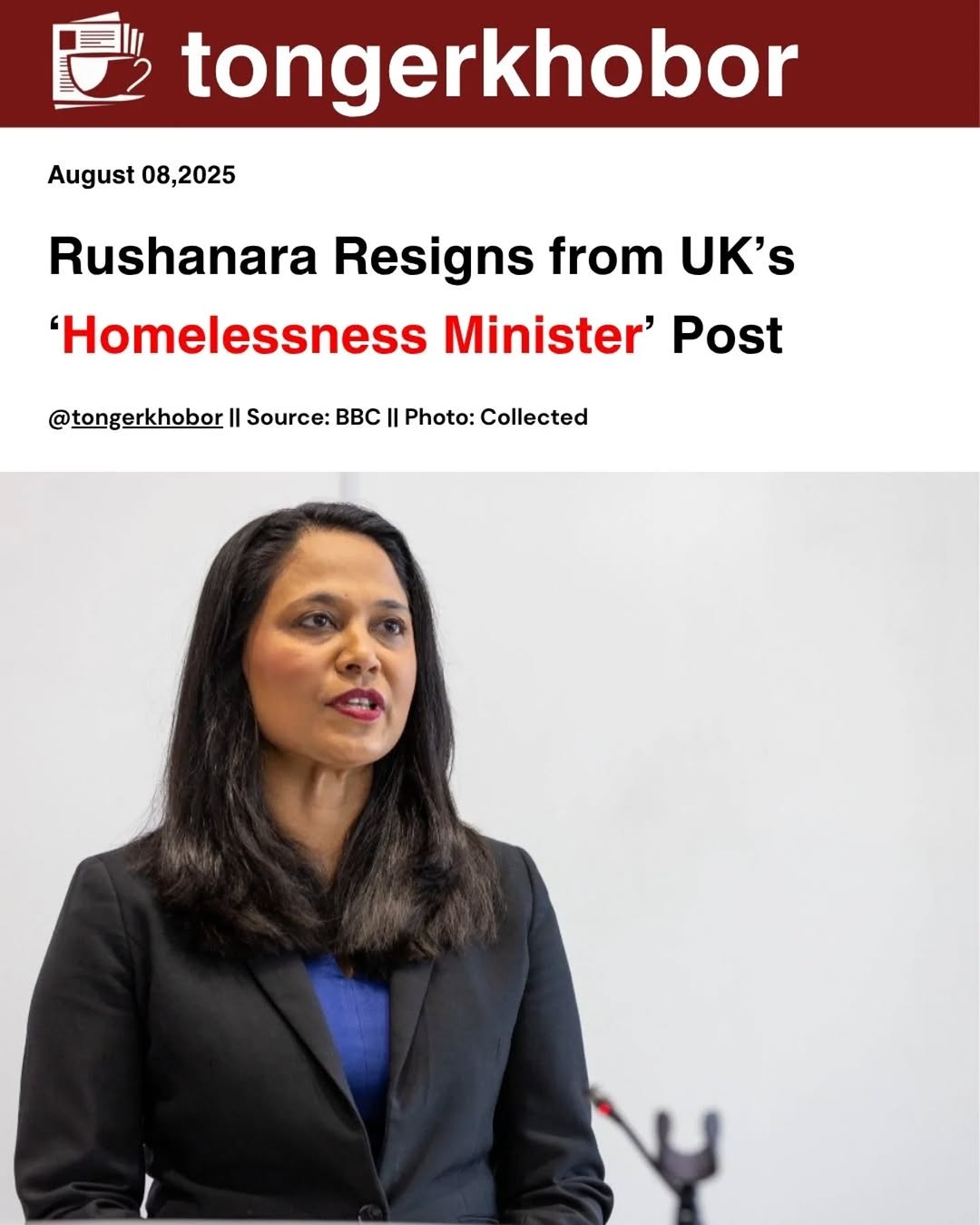 Rushanara Ali Resigns as UK Homelessness Minister Amid Eviction and Rent Hike Row