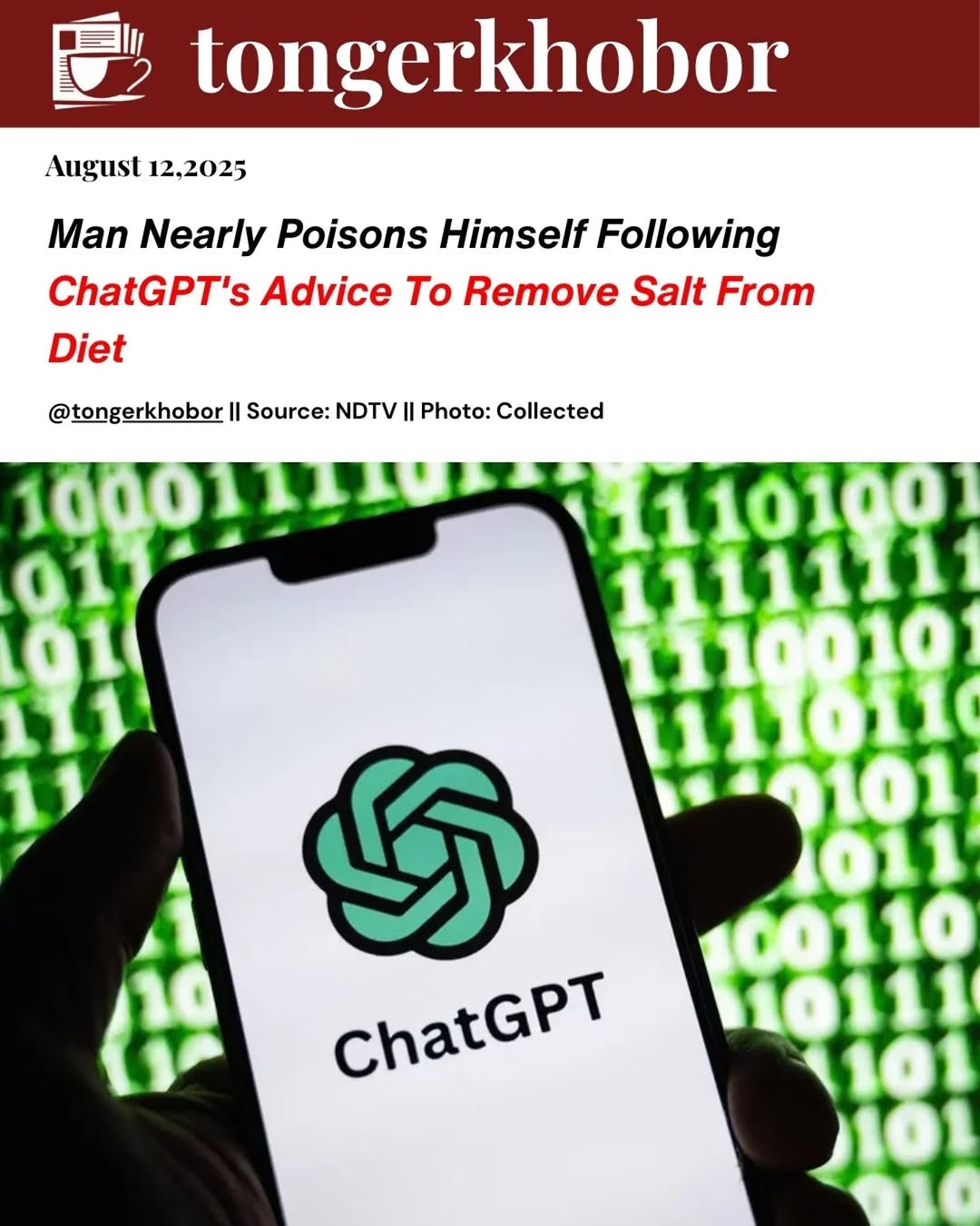 A 60-year-old man was hospitalised with severe paranoia, hallucinations, and skin issues after replacing table salt (sodium chloride) with toxic sodiu...