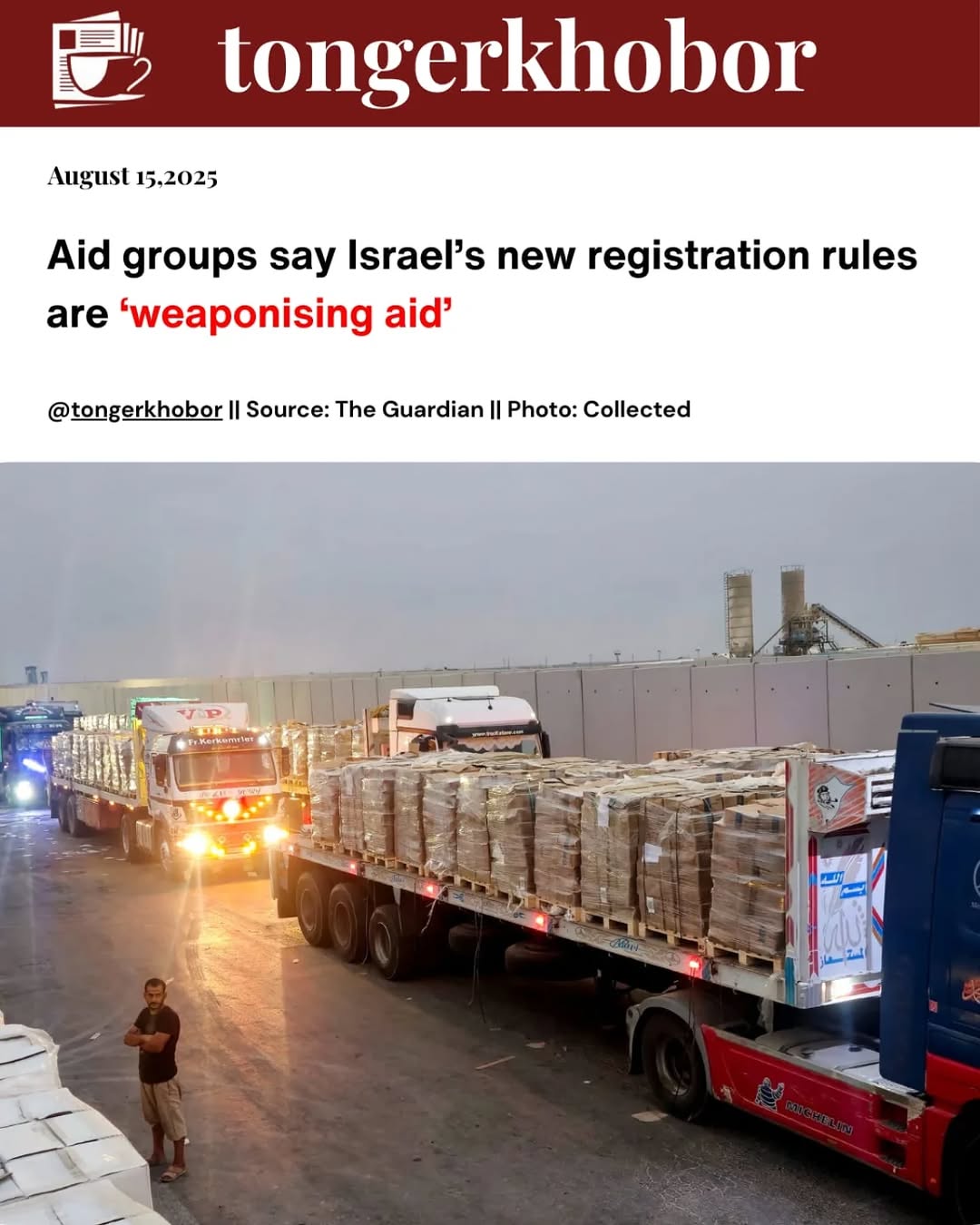 More than 100 aid organizations accuse Israel of "weaponising aid" by imposing strict registration rules on groups delivering humanitarian assistance ...