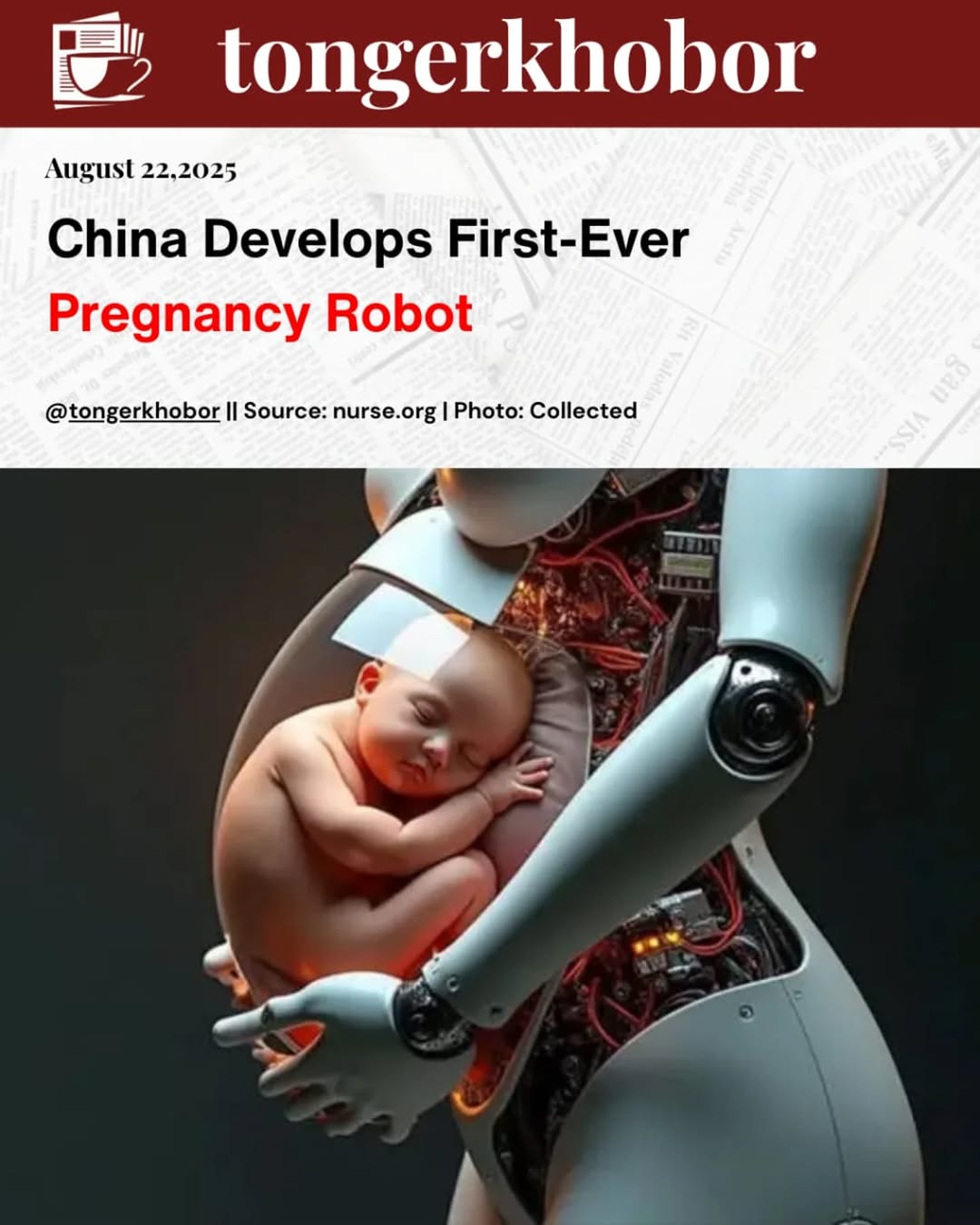 China is developing the world’s first humanoid pregnancy robot capable of carrying a baby from conception to birth using an artificial womb.