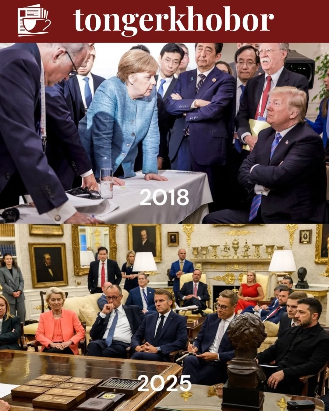 A recent photo of European leaders at a White House summit shows a noticeable shift in their relationship with President Trump.