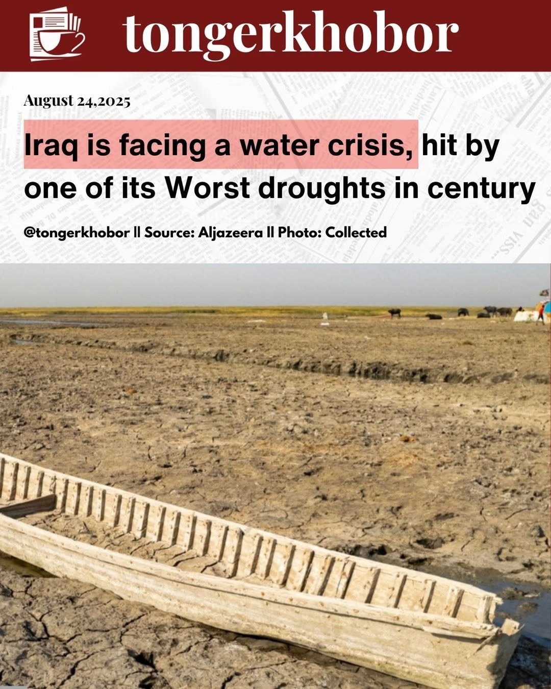 Iraq is experiencing its driest year on record since 1933, as the Tigris and Euphrates Rivers, which flow into the Persian Gulf from West Asia, have s...