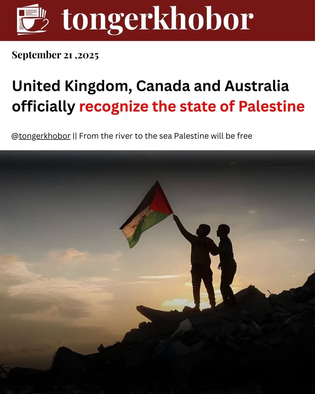 The United Kingdom, Canada, and Australia have officially recognized the state of Palestine as of September 21, 2025.