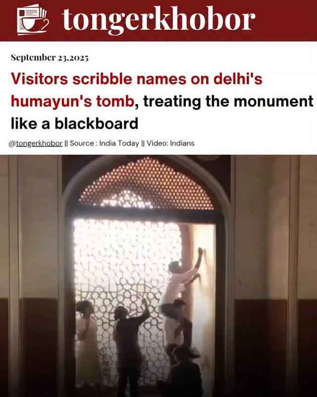 A viral video from Delhi's Humayun's Tomb has sparked widespread outrage after showing visitors treating the centuries-old monument like a blackboard.