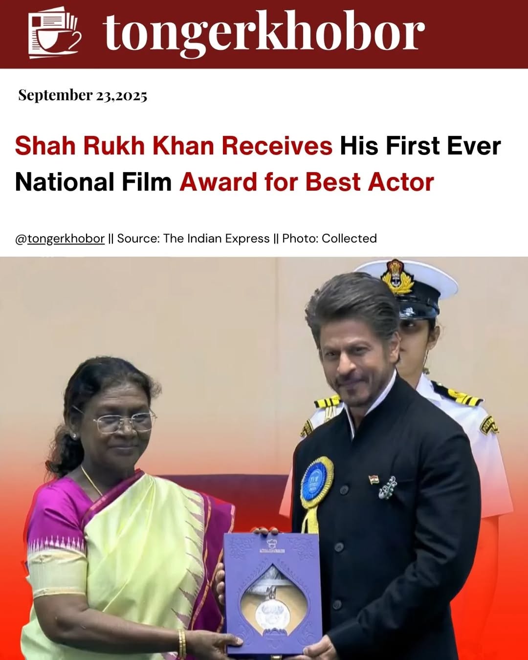 Shah Rukh Khan received the National Film Award for Best Actor for the first time in his over 30-year career at the 71st National Film Awards held on ...