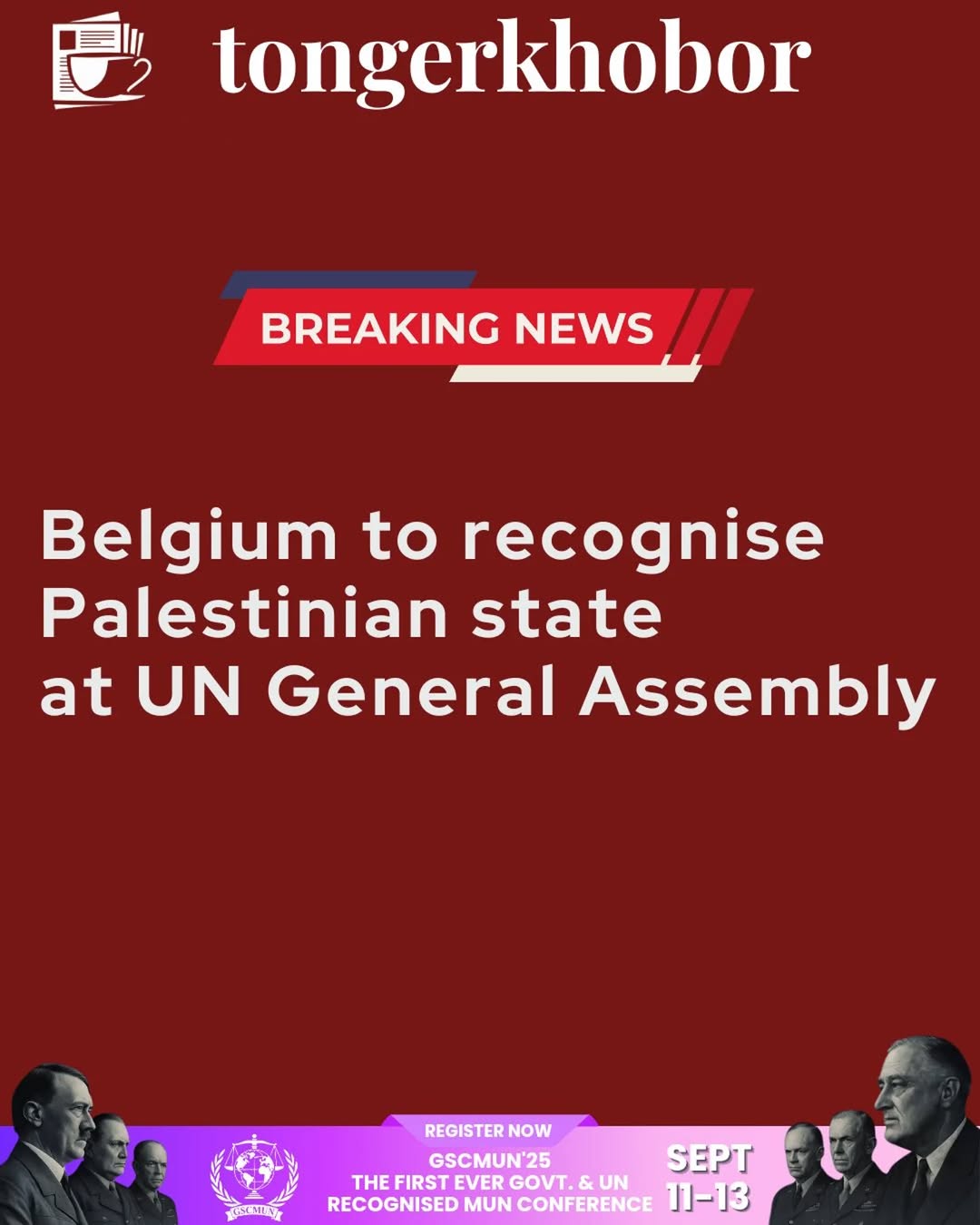 Belgium will officially recognize the State of Palestine at the upcoming UN General Assembly, announced Foreign Minister Maxime Prevot.