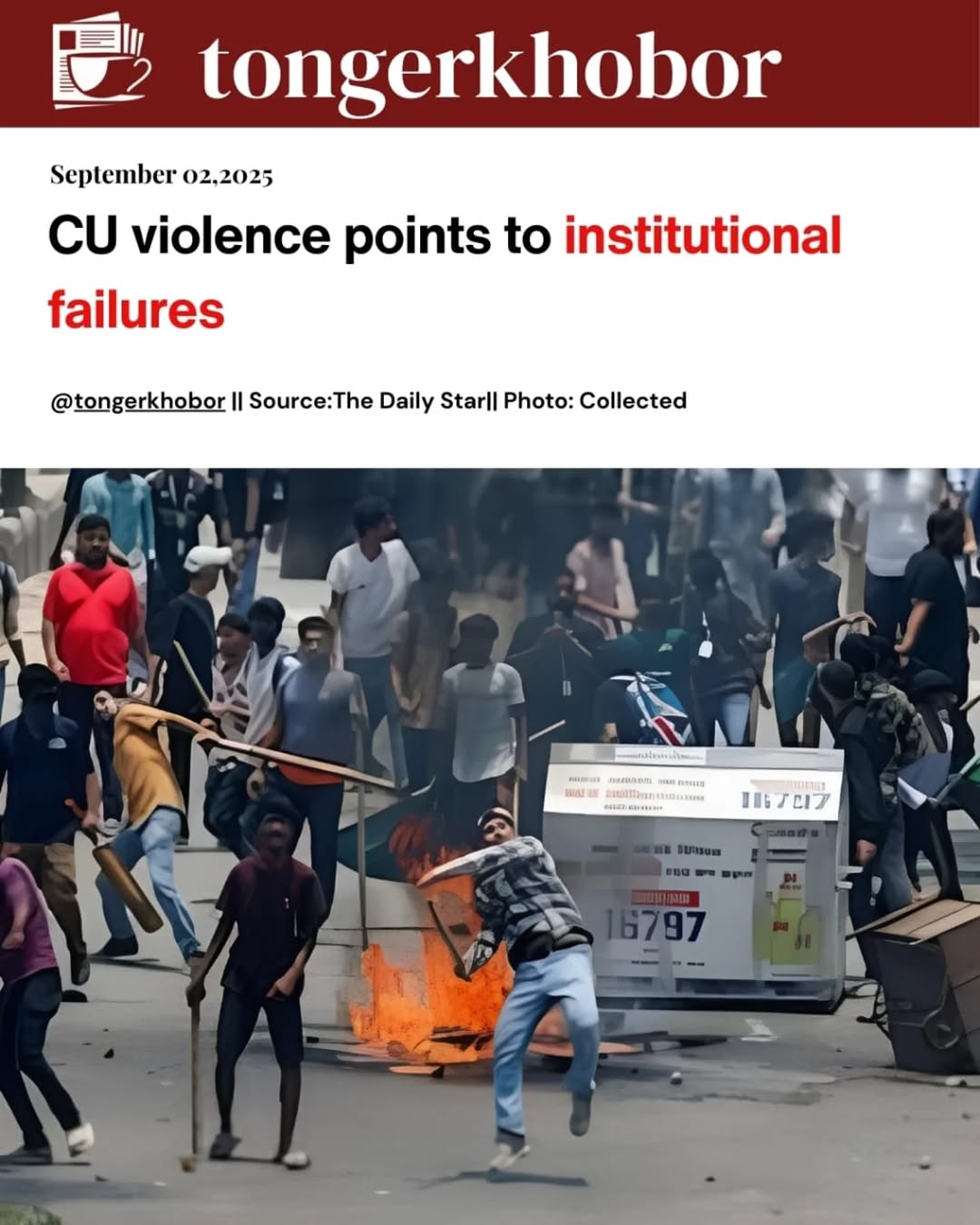 By the recent violence that occurred near the Chittagong University (CU) campus, leaving more than 300 people injured, including CU's pro-vice-chancel...