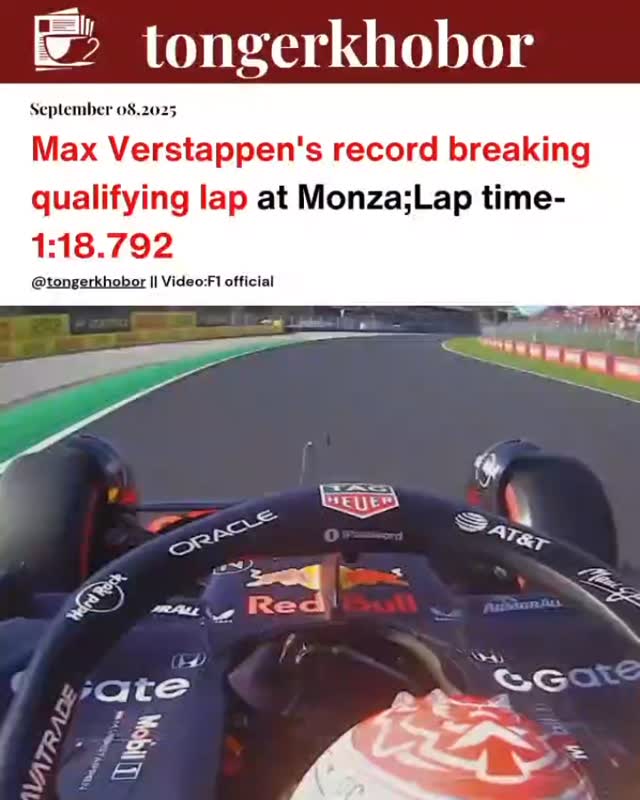 Max Verstappen storms to pole at Monza with a record-shattering 1:18.792, setting the fastest lap in F1 history at an average speed of 264.7 km/h.