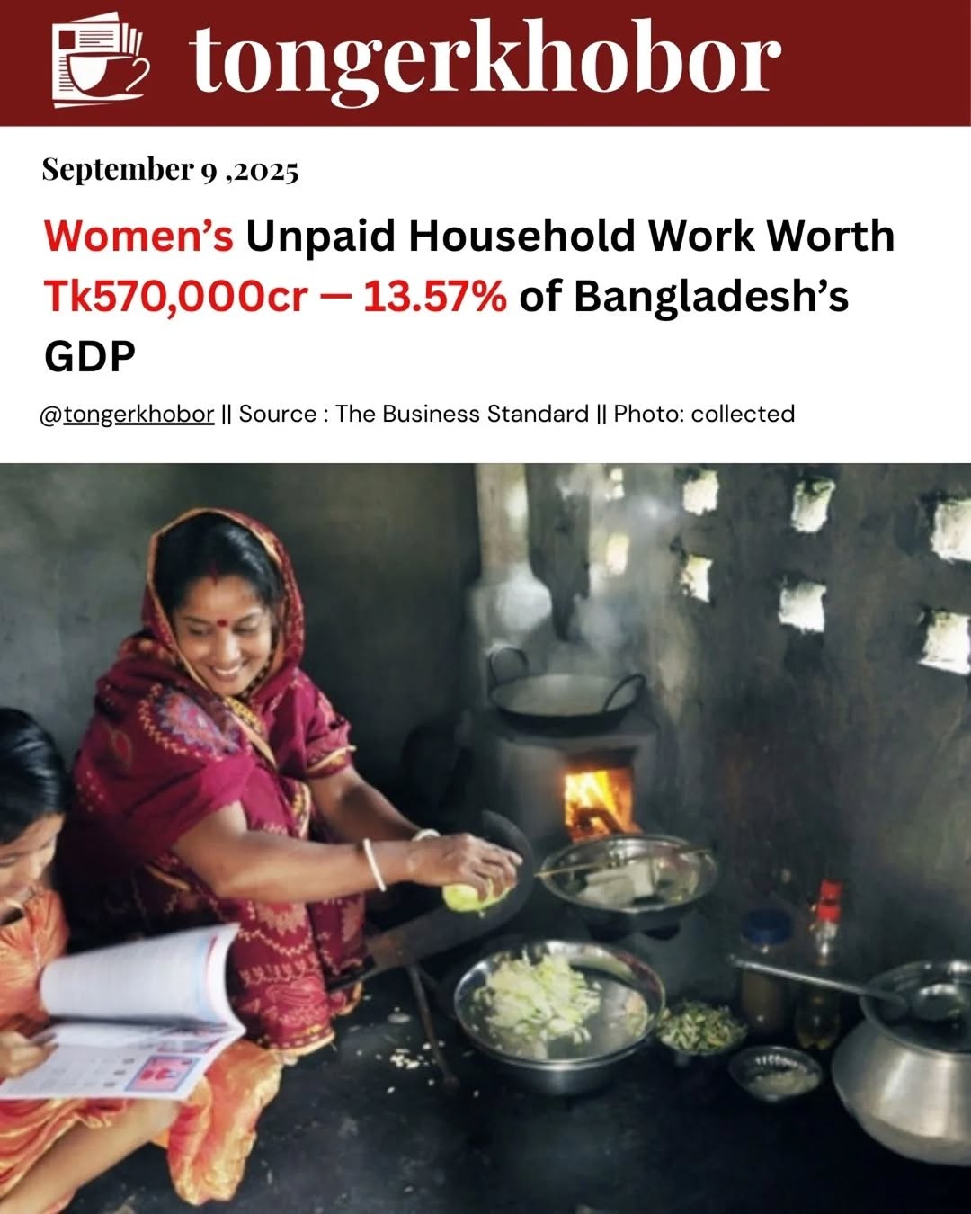 According to new data from the Bangladesh Bureau of Statistics (BBS), the invisible labour of women — cooking, cleaning, childcare, and caregiving — w...