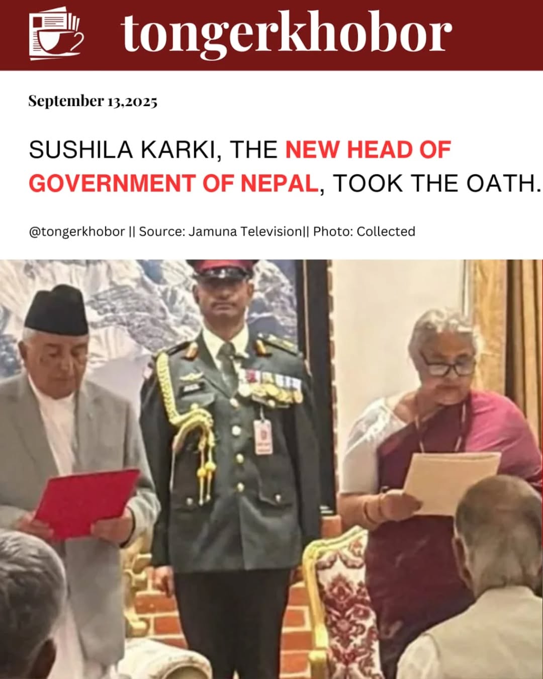 Sushila Karki Takes Office as Nepal’s Interim Prime Minister