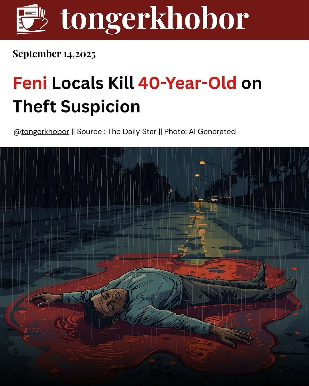 A 40-year-old man, Md Mansur Ahmad Bahar from Noakhali, was beaten to death by a mob in Feni Sadar upazila early Sunday.