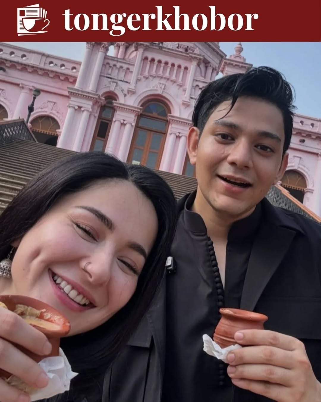 Hania Amir visited Ahsan Manzil in Dhaka. She participated in shooting at Ahsan Manzil on September 19, 2025, alongside popular YouTuber Rafsan.