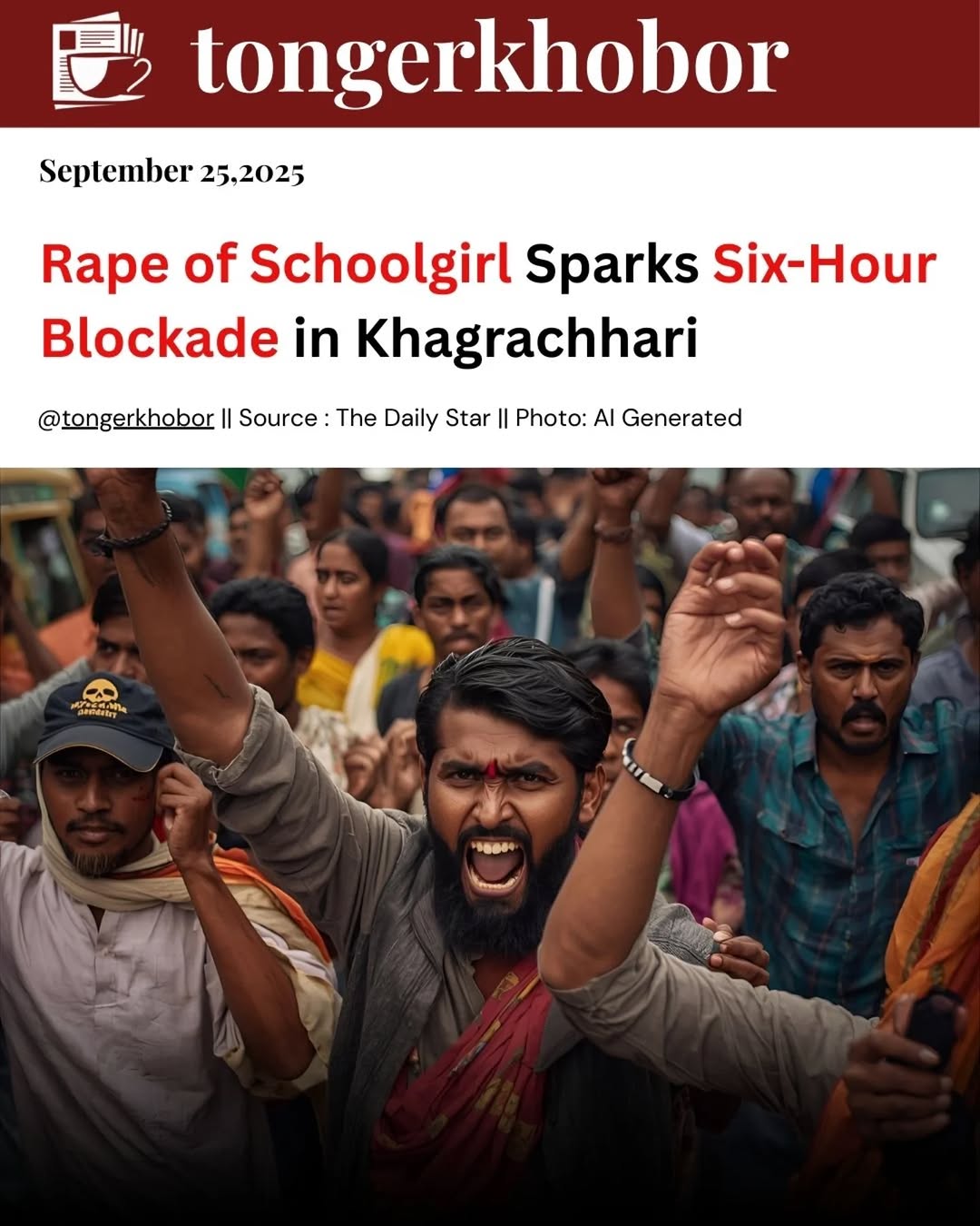 A six-hour blockade brought Khagrachhari to a standstill today as protesters demanded justice for the rape of a class-eight student.