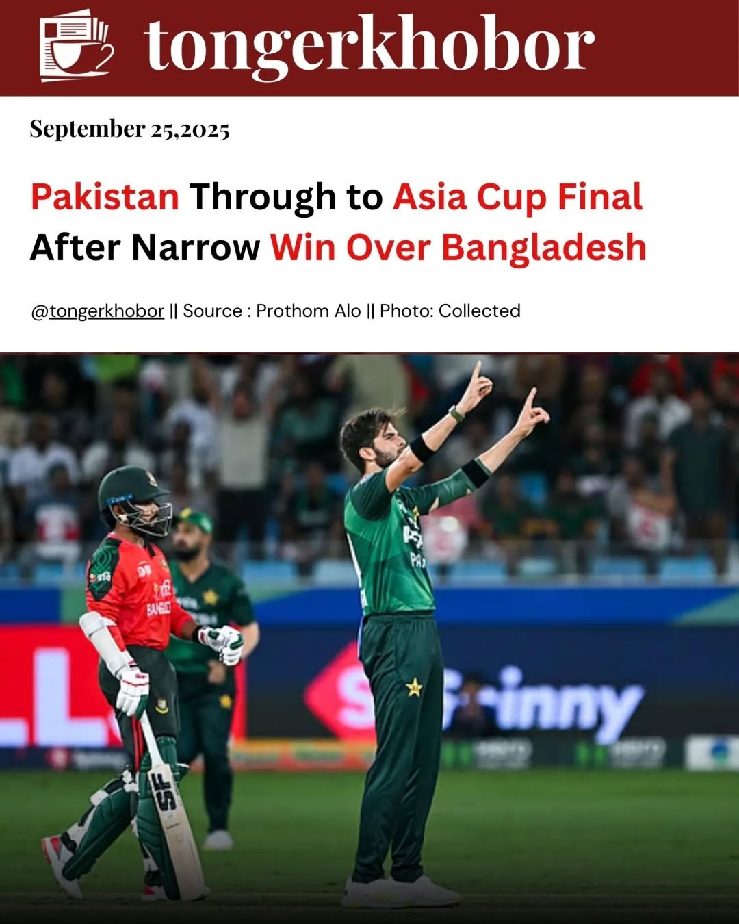 In a hard-fought contest, Pakistan defeated Bangladesh by 11 runs to secure their place in the Asia Cup final.
