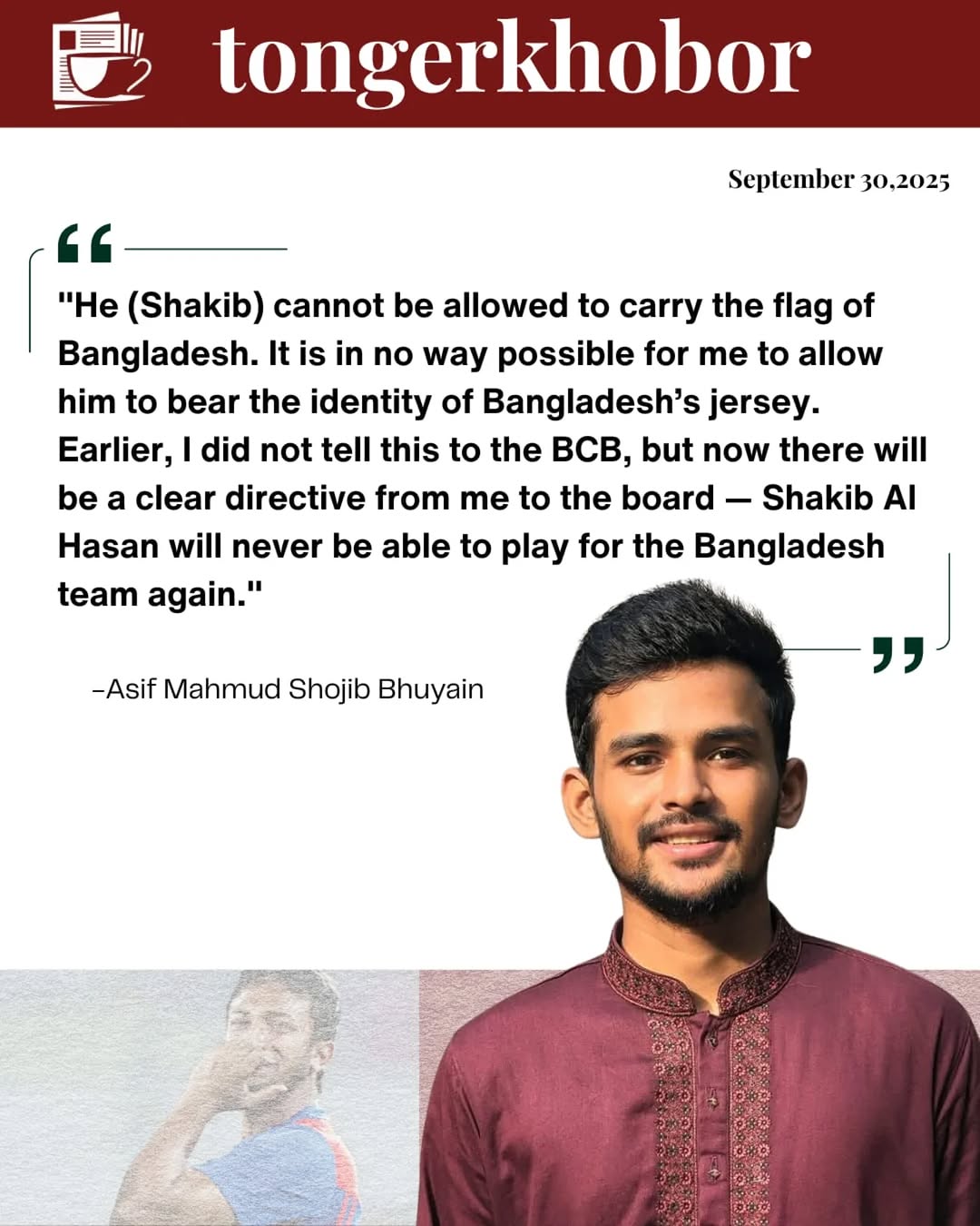 Shakib’s Social Media Post Fuels Claims of Ties to Hasina’s Ousted Regime