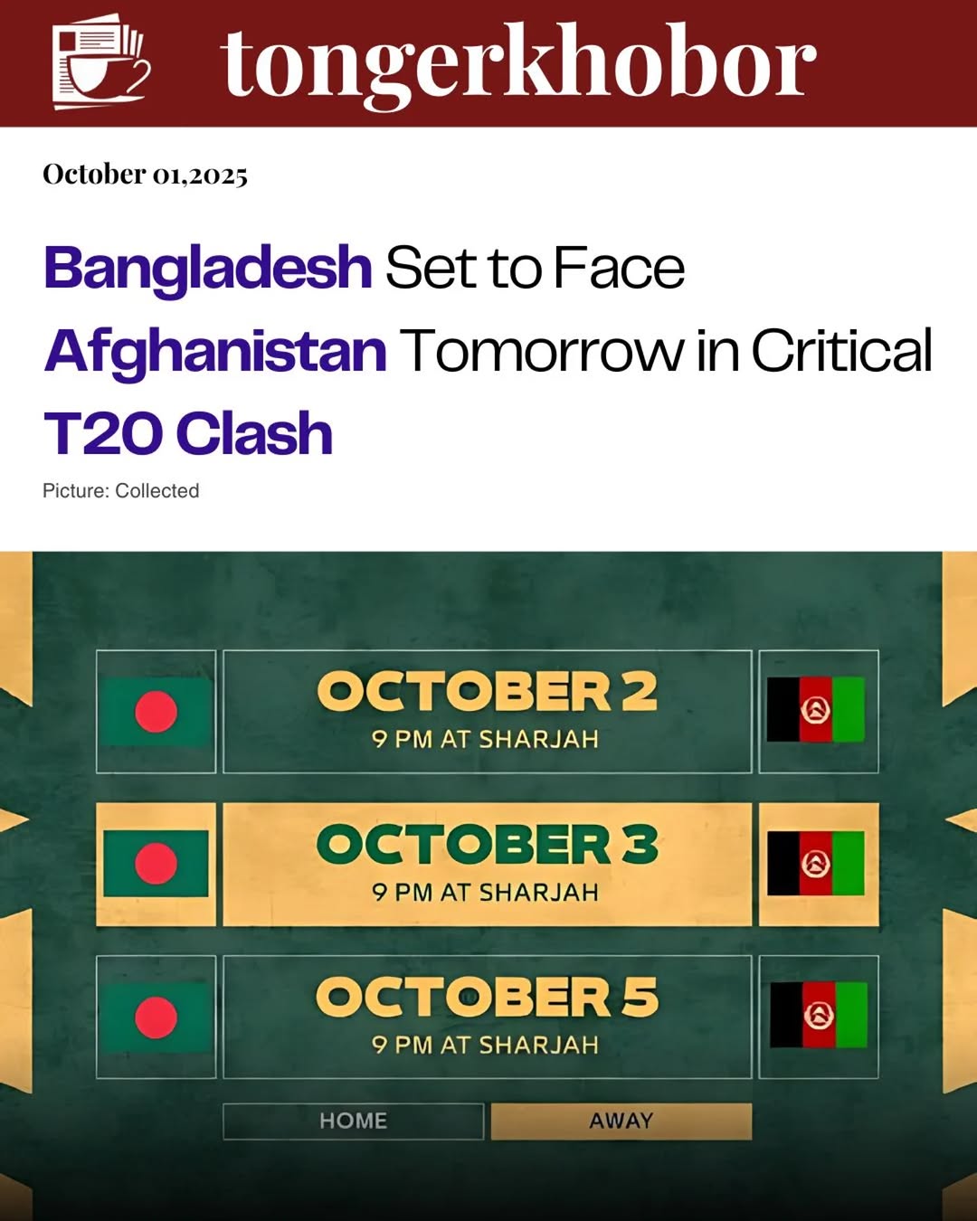 Bangladesh gear up to take on Afghanistan tomorrow in the first T20I of a bilateral series scheduled in the UAE.