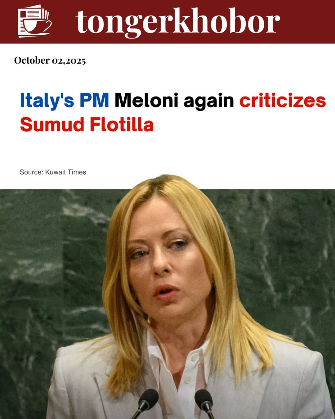 Italy said Thursday that Israel had detained 22 Italians from the Global Sumud Flotilla, as Prime Minister Giorgia Meloni repeated her criticism of th...