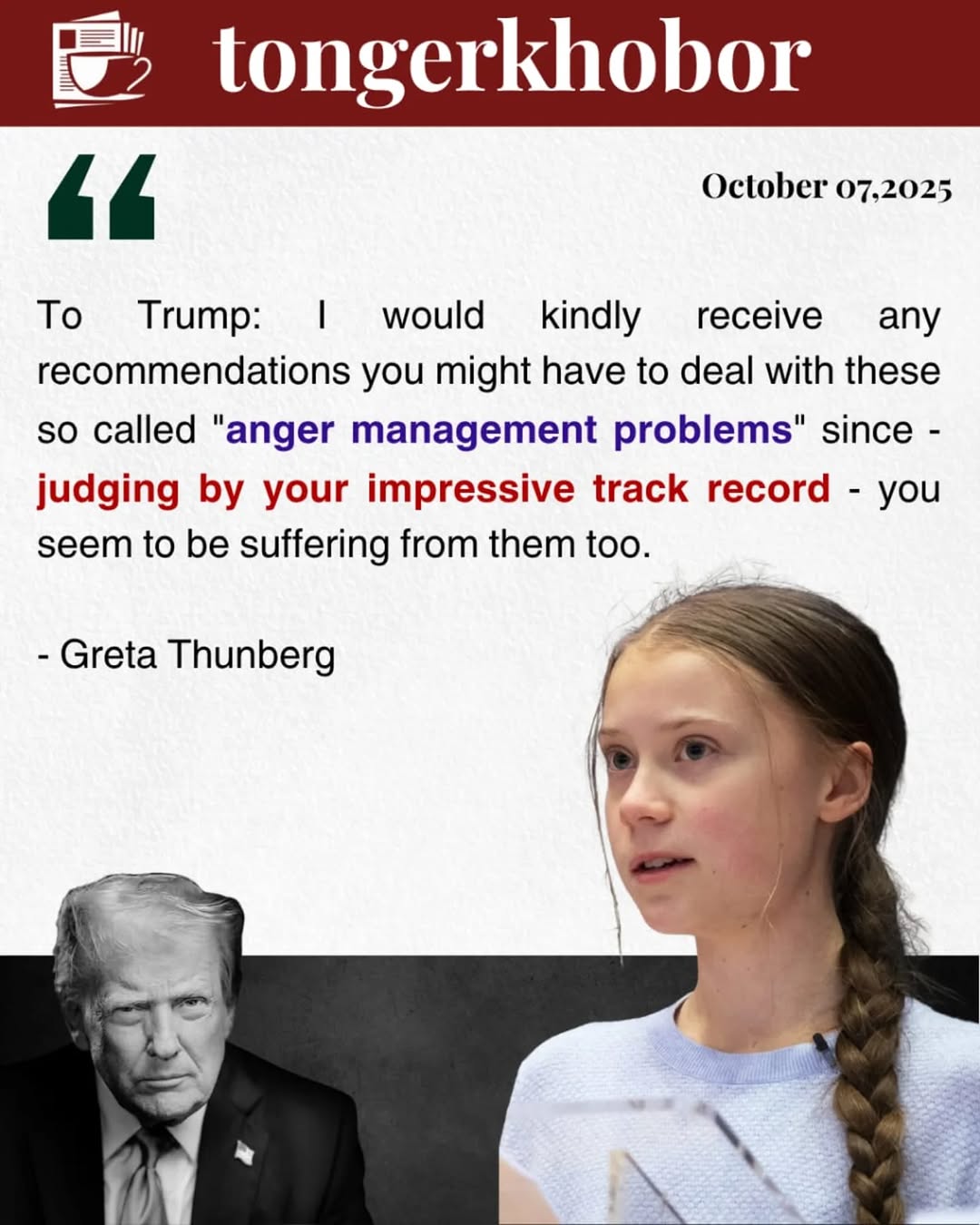 After Donald Trump mocked Greta Thunberg by calling her “angry” and saying she needs “anger management,” Greta fired back with a calm but cutting repl...