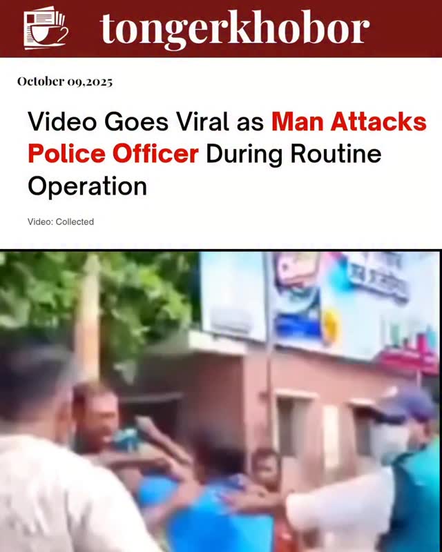 During a routine police operation, a man unexpectedly attacked an officer, causing significant disruption in the area.