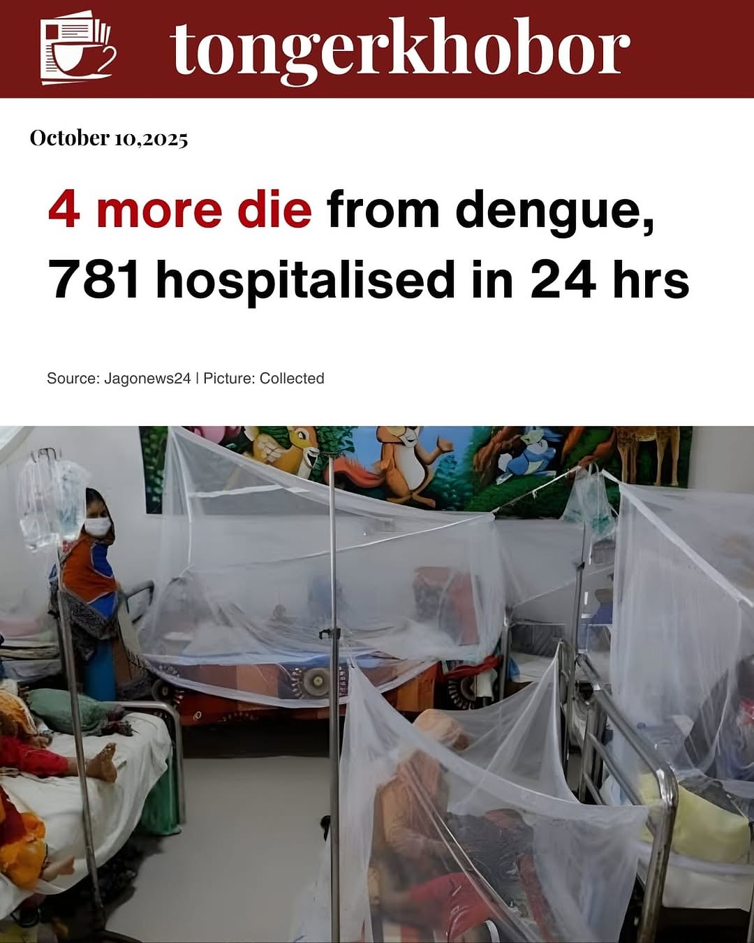 Four more deaths were reported from dengue in the last 24 hours, taking the total number of fatalities from the mosquito-borne disease to 224 this yea...