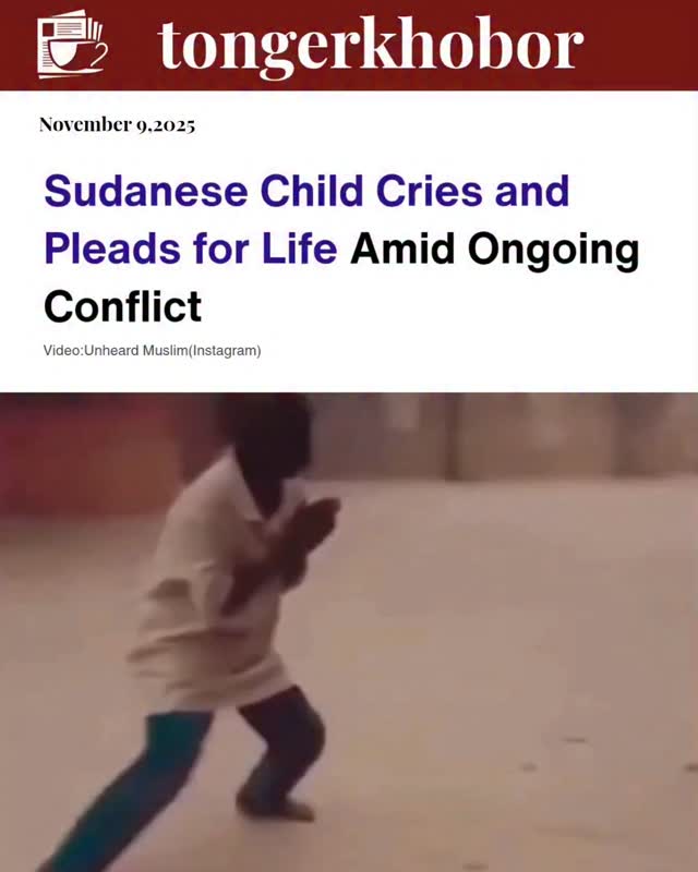 A heartbreaking scene from war-torn Sudan shows a young child crying and begging to stay alive amid relentless violence and devastation.