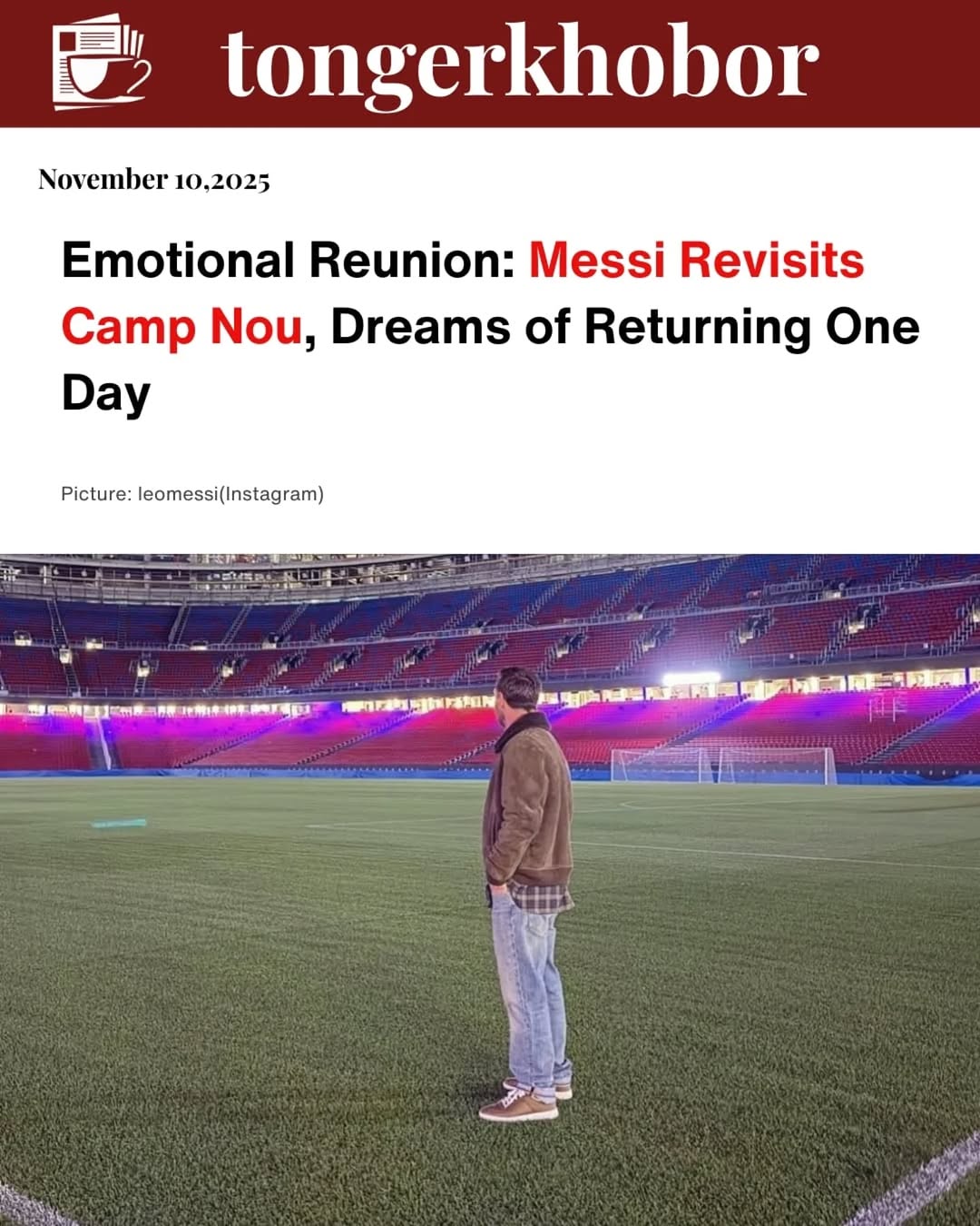 In an emotional homecoming, Lionel Messi visited Barcelona’s Camp Nou, where he spent the most glorious years of his football career.