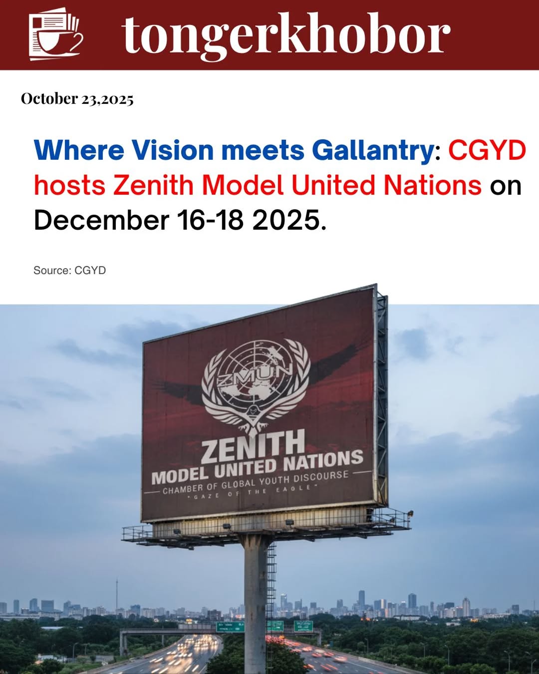 Following the success of its inaugural edition, the Chamber of Global Youth Discourse (CGYD) is set to host its next Model United Nations conference Z...