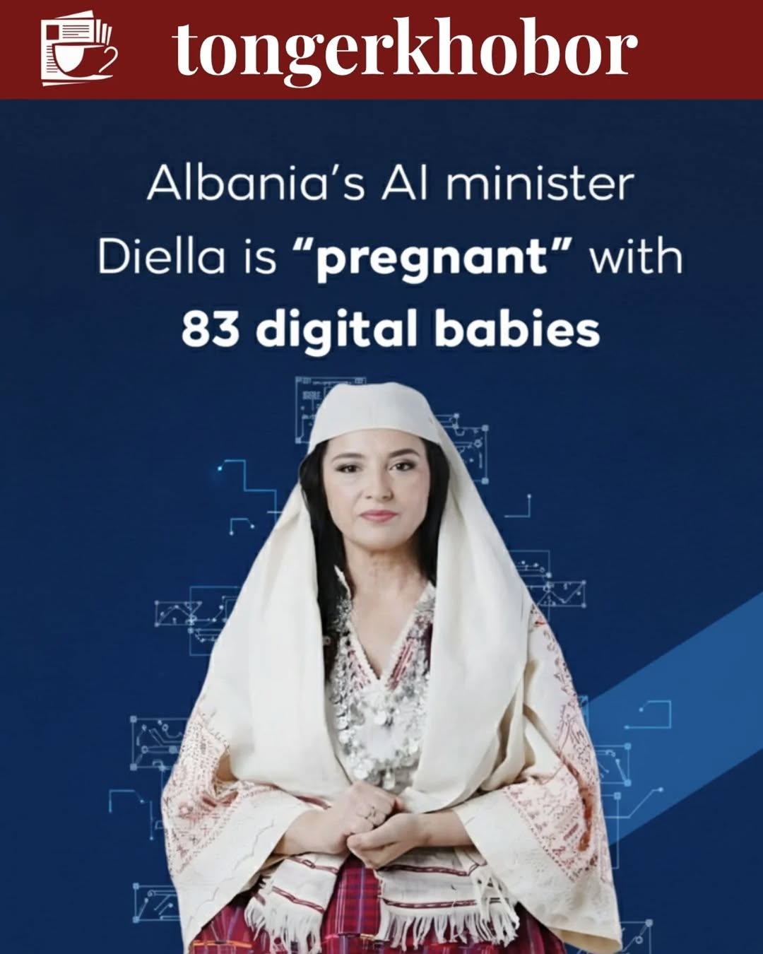 Albanian Prime Minister Edi Rama announced a groundbreaking development: Diella, the world's first AI-generated minister, is "pregnant" with 83 digita...
