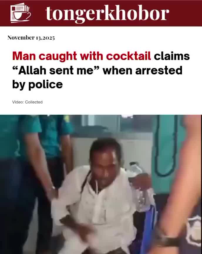 Police detained a man allegedly carrying a cocktail explosive.