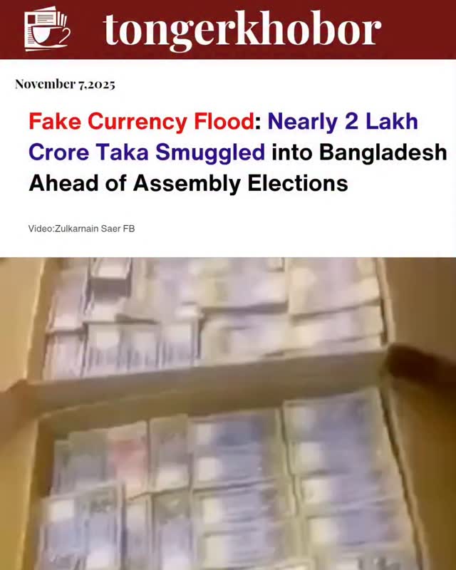 In a shocking revelation, intelligence reports suggest that fake Bangladeshi notes worth nearly 2 lakh crore taka have been smuggled into the country ...