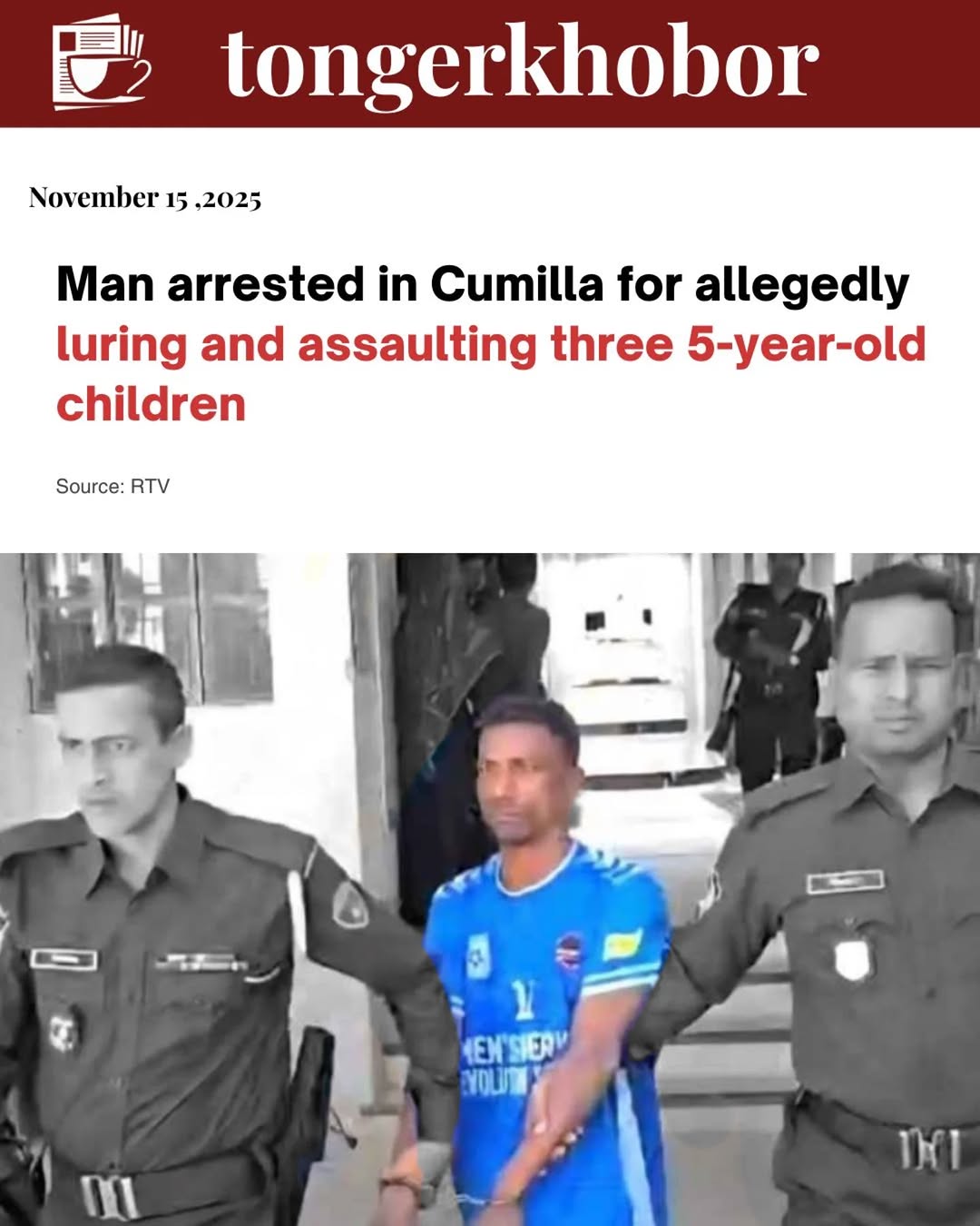A 30-year-old man, Saddam Hossain, was handed over to police by locals in Muradnagar upazila of Cumilla on Saturday morning after allegations surfaced...