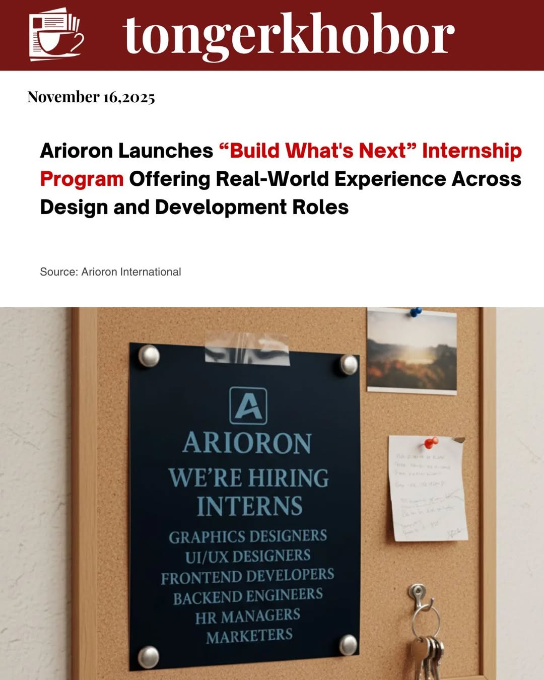 Arioron’s internship program offers students and fresh talent the chance to make a real impact from day one.