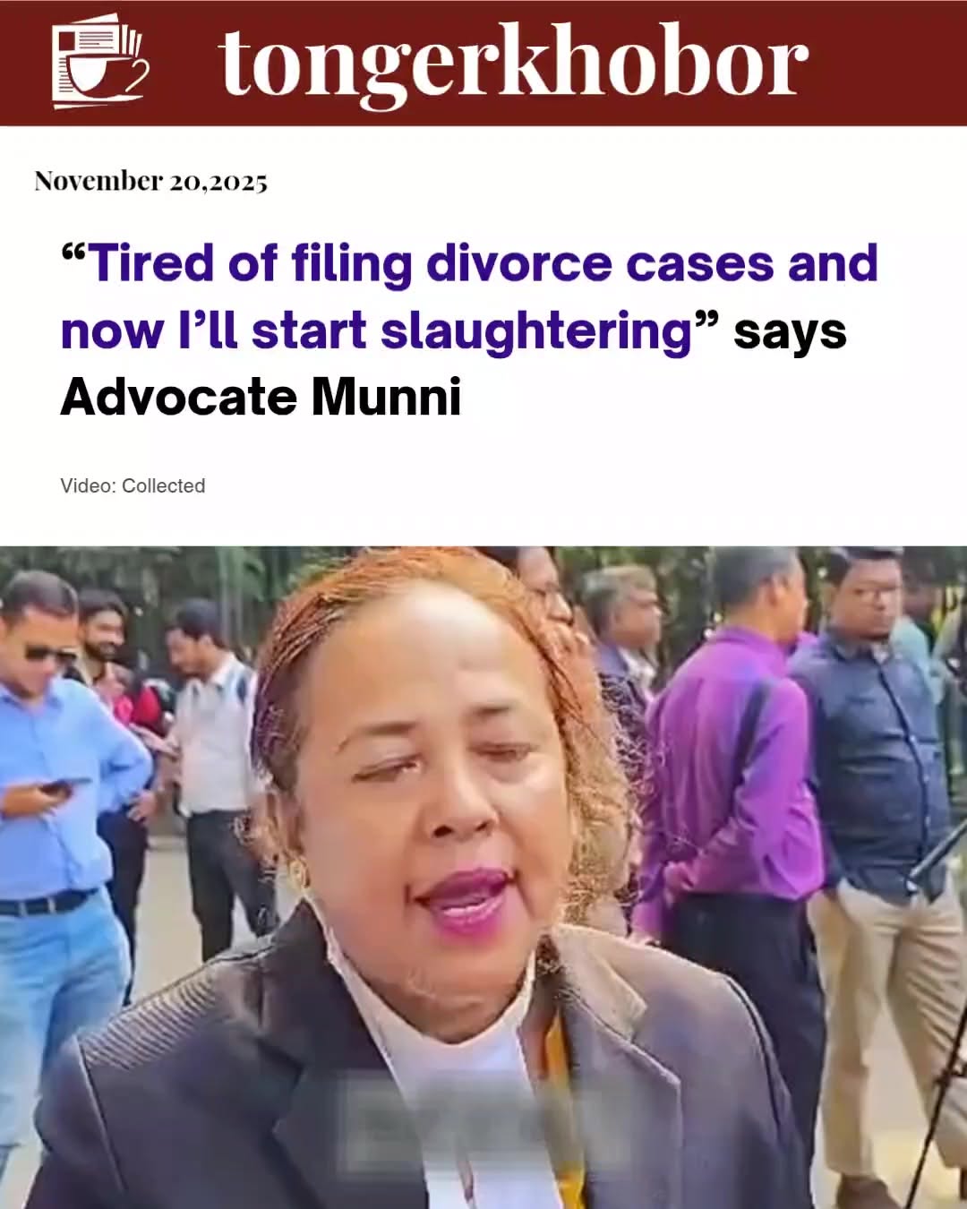 Advocate Munni—widely known for handling mutual and virtual divorce cases—has stirred widespread discussion on social media after saying she was “tire...