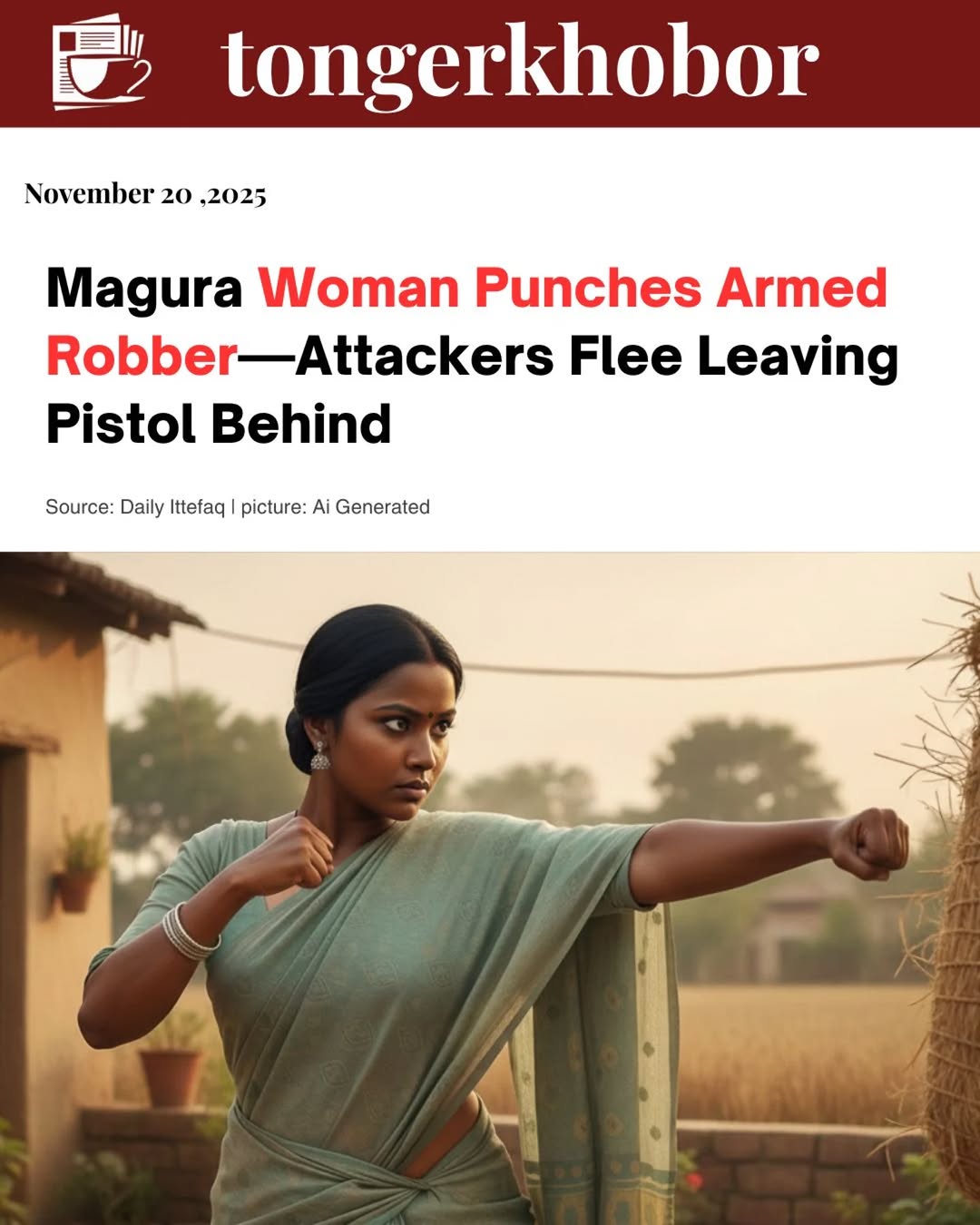 In a daring robbery attempt in Magura’s Shreepur upazila, three robbers tried to snatch a woman’s gold chain and money at gunpoint on the evening of N...
