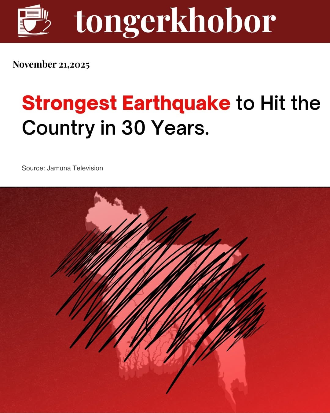 The strongest earthquake in the country in the past 30 years struck today, with its epicenter located in Madhabdi, Narsingdi.