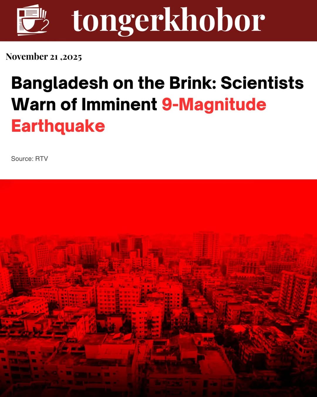 Bangladesh, located at the intersection of the Burma and Indian tectonic plates, is at high risk of a catastrophic earthquake.