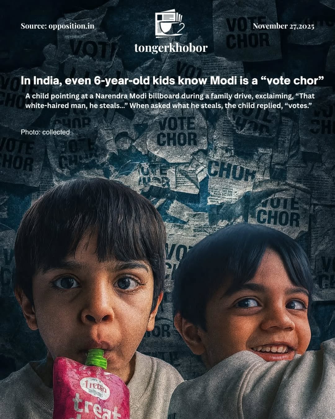 In India, even 6-year-old kids know Modi is a "vote chor"