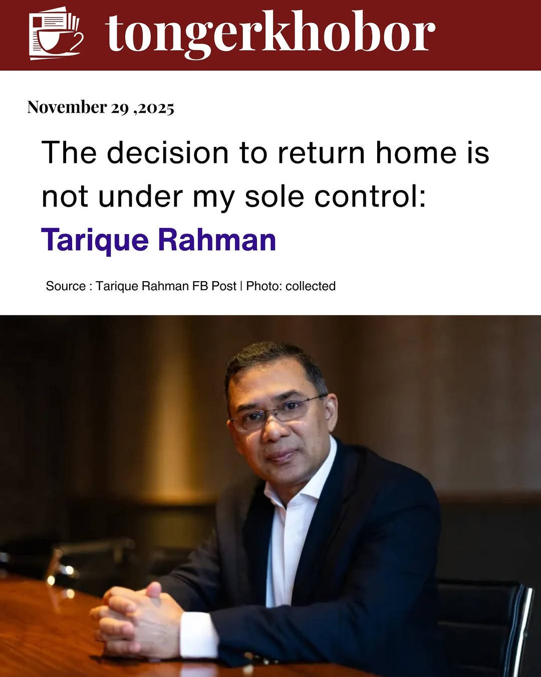 In a post published on his verified Facebook page,