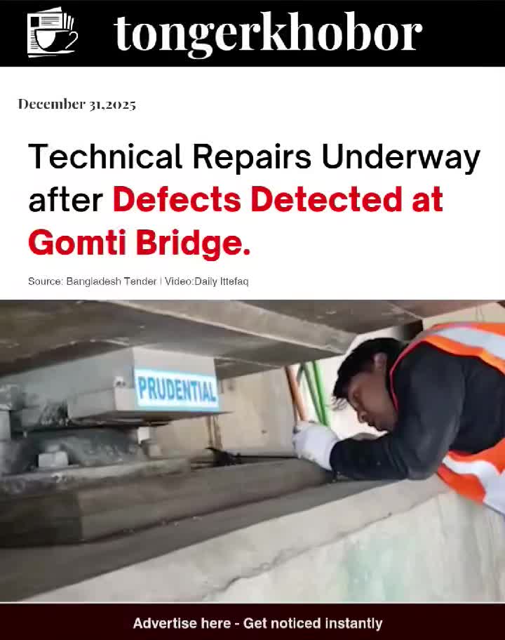 Technical repairs are underway on Gomti Bridge in Bangladesh after defects were detected in its damaged piles and pile caps.