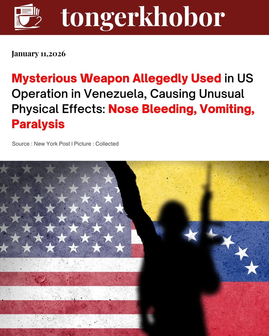 A witness claims that powerful and mysterious weapons were used in Venezuela during the US military operation, causing soldiers to show different phys...