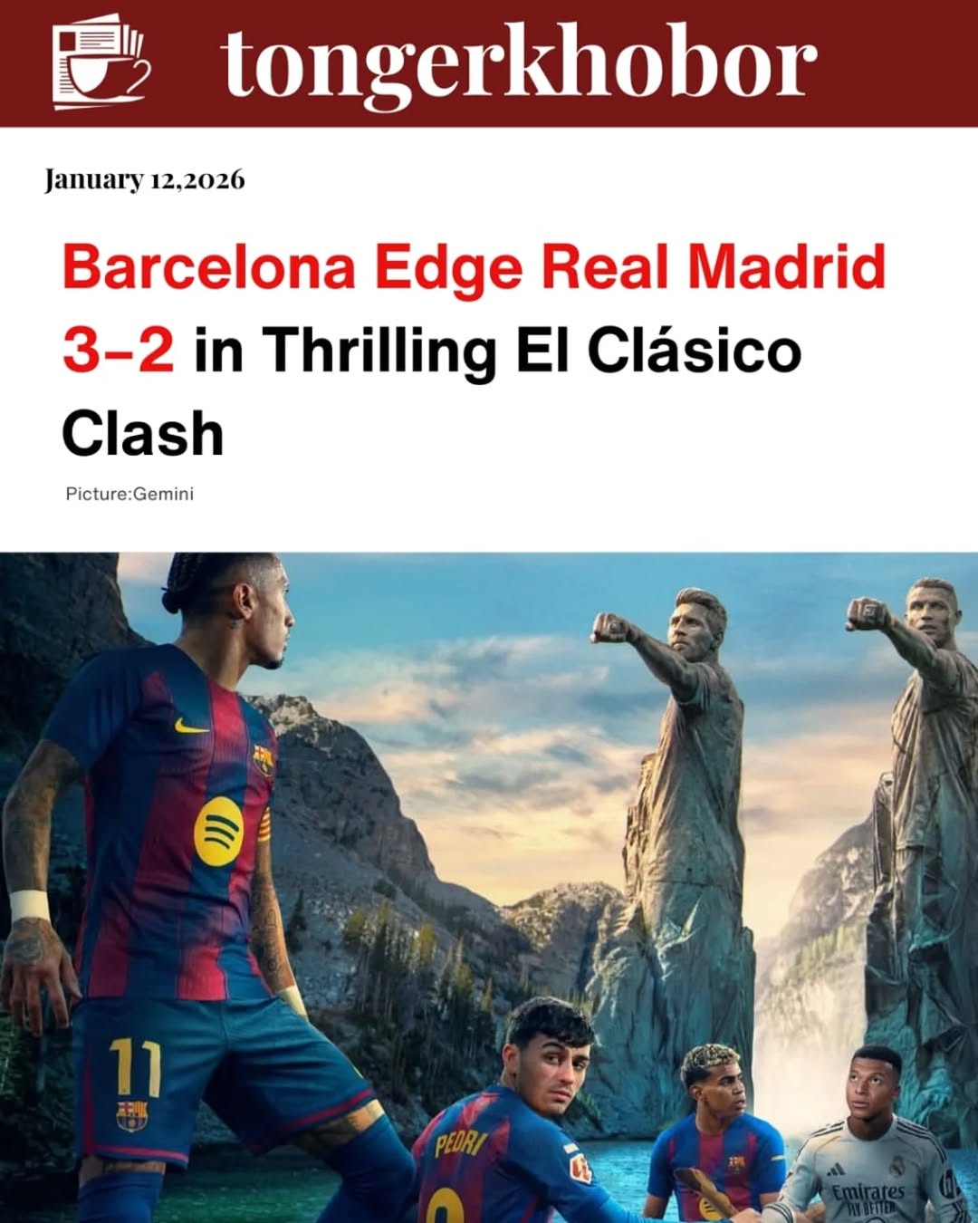 Barcelona delivered a thrilling statement victory as they edged past arch-rivals Real Madrid 3–2 in a pulsating El Clásico that kept fans on the edge ...