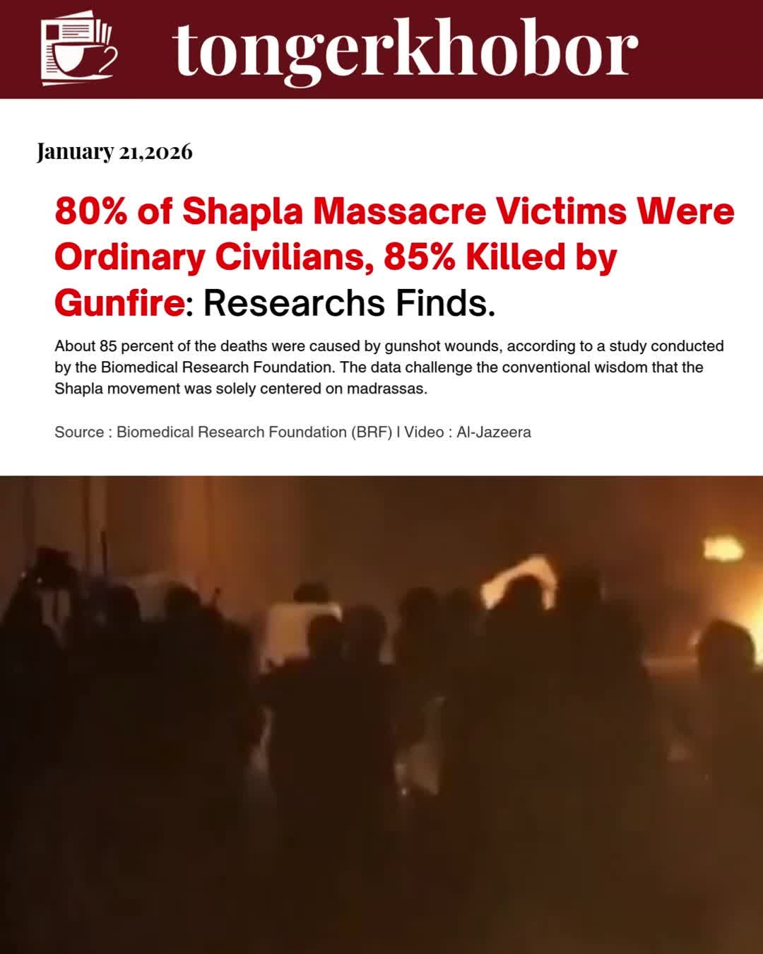 On May 6, 2013, state forces violently suppressed peaceful protests by Hefazat-e-Islam at Dhaka's Shapla Square.