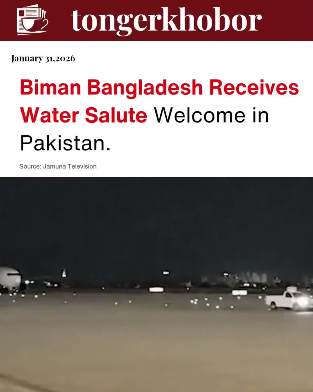 Biman Bangladesh Airlines' inaugural direct flight to Pakistan after 14 years received a ceremonial water salute at Karachi's Jinnah International Air...